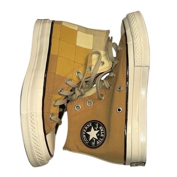 Converse Orange and Beige Chuck 70 High Top Plaid Sneakers (Size 5,Women’s 7) - Picture 5 of 11